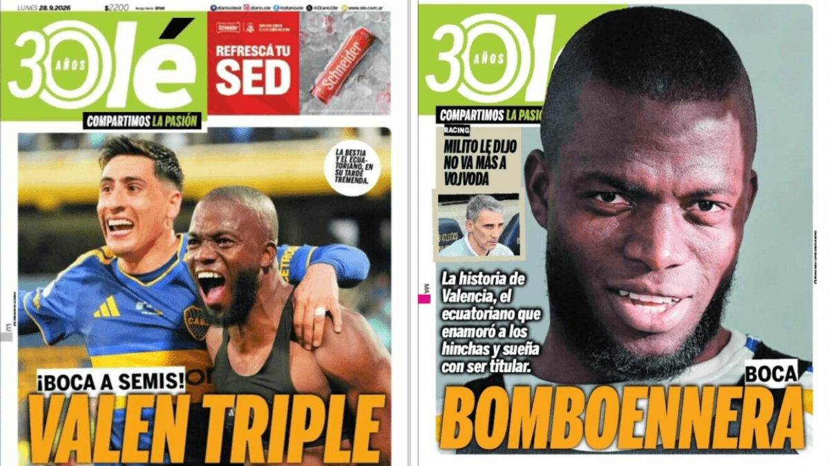 Olé vuelve a poner a Enner Valencia en portada: segundo día consecutivo con su historia tras la remontada de Boca
