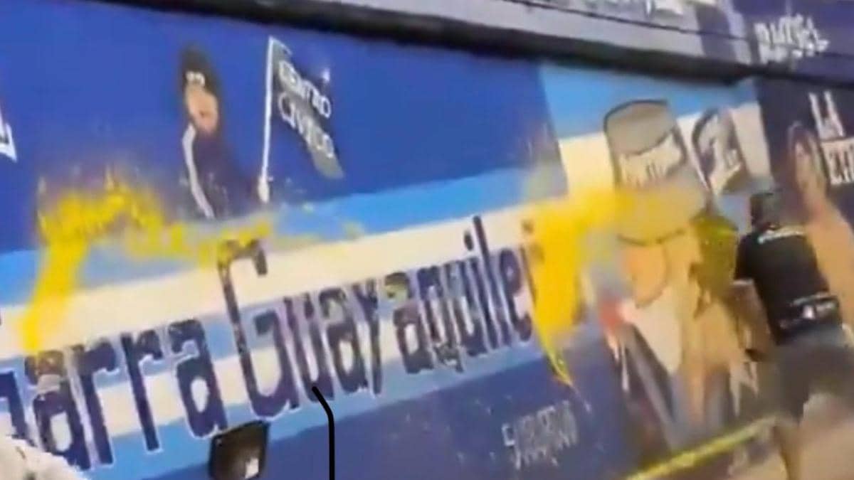 Pintura amarilla afecta murales vinculados a Emelec cerca del estadio Capwell antes del Clásico del Astillero